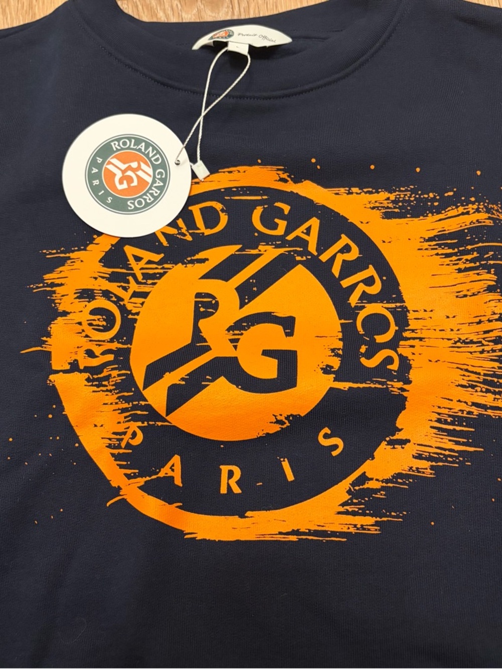 NWT Roland-Garros Navy Crewneck Sweatshirt with Orange Logo Tennis Paris Slam - Picture 3 of 6